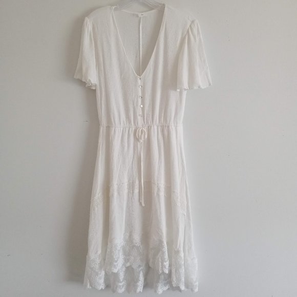 Maurices Hi-Low Prairie V-Neck White Dress M - Picture 2 of 14